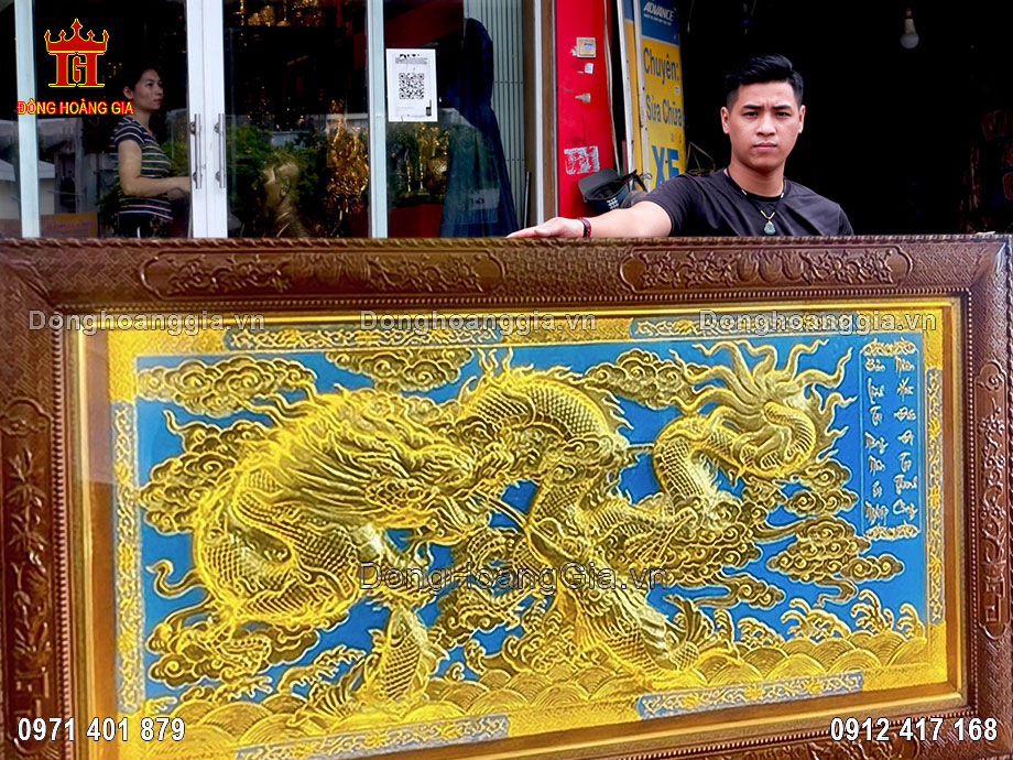 Đồng Hoàng Gia nhận chế tác tranh cá chép hóa rồng mạ vàng theo yêu cầu